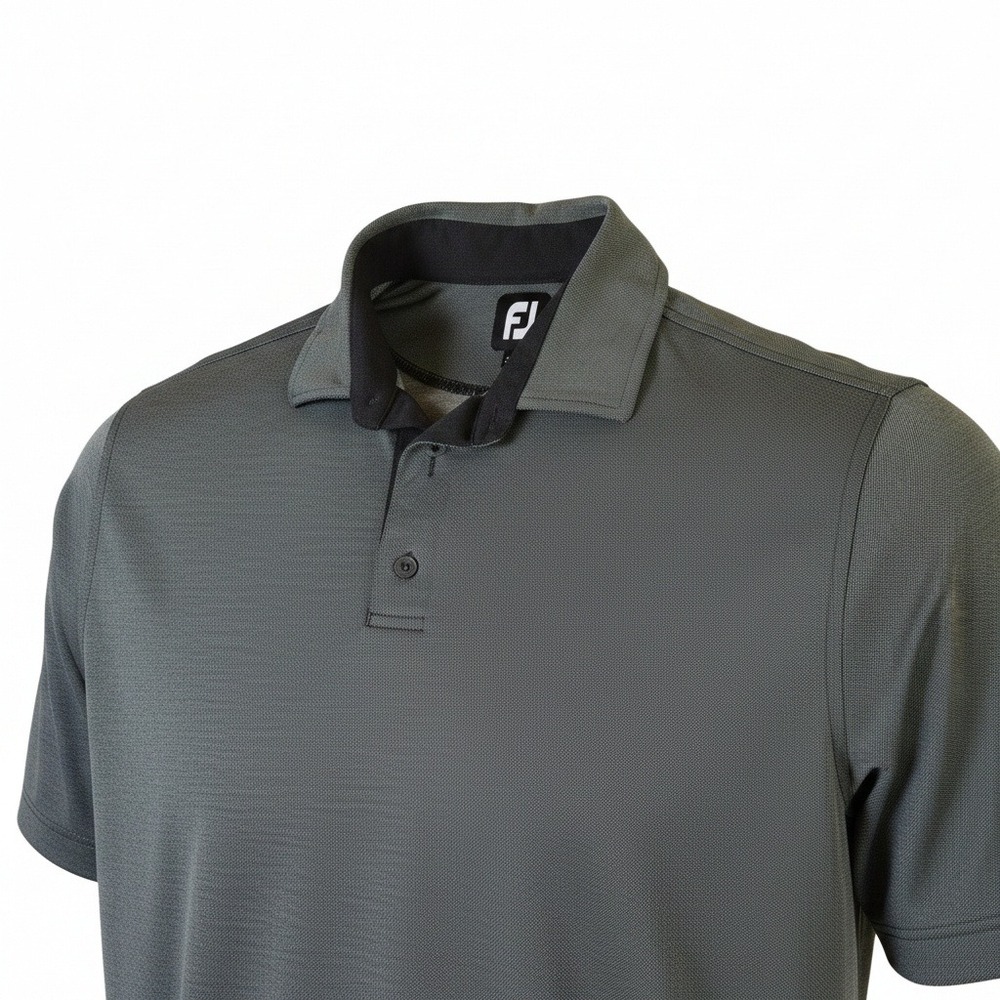 FootJoy Mens Charcoal Gray Textured Performance Golf‎ Polo Shirt Size L